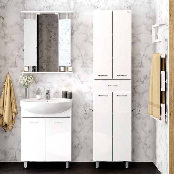 Пенал напольный Onika Модерн 404602 с бельевой корзиной 46 см белый