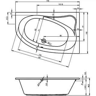 Акриловая ванна Riho Lyra B018001005 L 170х110см белый Акриловая ванна Riho Lyra B018001005 L 170х110см белый