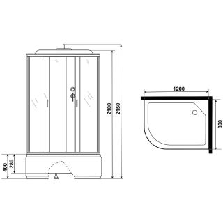 Душевая кабина Niagara NG-2310-14R 120x80 см профиль хром стекло матовое