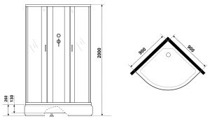 Душевая кабина Niagara NG-6501-14BKG с гидромассажем 90x90см чёрный/тонированное
