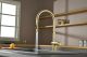 Смеситель для кухни AQUAme Cucina AQM9901BG с выдвижным изливом золото брашированное