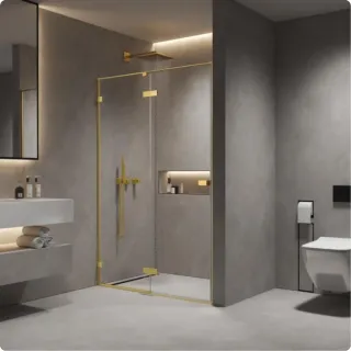 Душевая дверь AQUAme AQM7408-3-12 120 см профиль золото брашированное стекло прозрачное