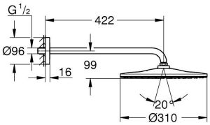 Верхний душ GROHE Rainshower 310 Mono 22121KF0 черный