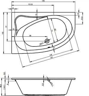Акриловая ванна Riho Lyra B017001005 R 170х110см белый Акриловая ванна Riho Lyra B017001005 R 170х110см белый