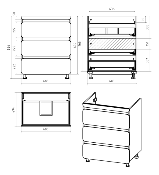 Напольная тумба под раковину Misty Чегет 130 R УТ000013565 белый
