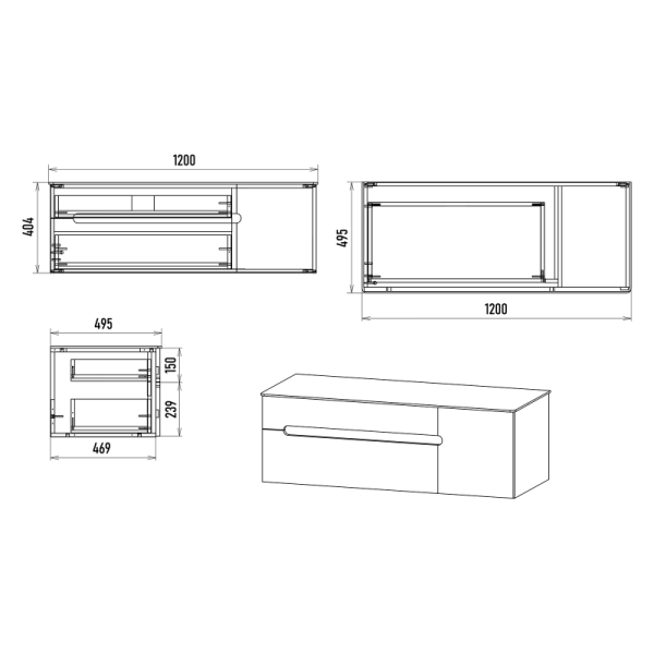 Подвесная тумба под раковину Misty Роял 120 см П-Роя-01120-011П2Я белый