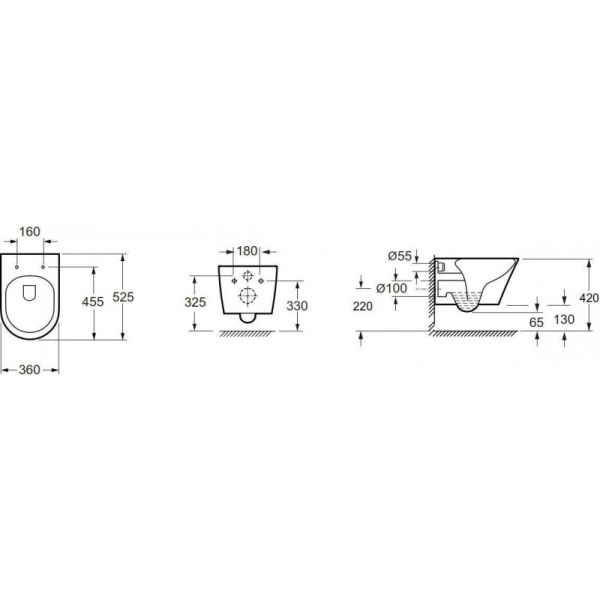 Унитаз подвесной ArtMax Bari AM822-V с вихревым смывом белый