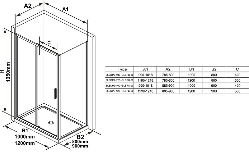 Душевая перегородка Ravak Blix Slim BLSPS-80 X9BM40C00Z1 профиль Хром стекло Transparent