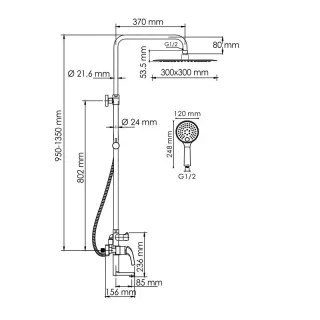 Душевая стойка WasserKRAFT A171.261.348.PG золото
