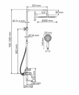 Душевая стойка WasserKRAFT A171.263.348.PG золото