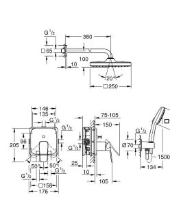 Душевая система со смесителем встроенным GROHE Cubeo 1053360000