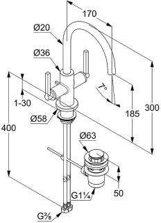 Смеситель для раковины Kludi Nova Fonte Puristic чёрный матовый 201183915 Смеситель для раковины Kludi Nova Fonte Puristic чёрный матовый 201183915