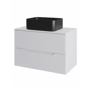 Тумба с раковиной Orange Лайн Li-70TuwMDF+B02-460MB 70 см белый матовый/чёрный матовый