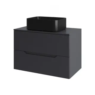 Тумба с раковиной Orange Лайн Li-70TugMDF+B02-460MB 70 см графит матовый/чёрный матовый
