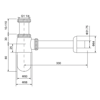 Сифон для раковины Timo 960/20L золото шлифованное