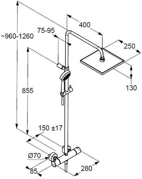 Душевая стойка Kludi Logo Dual shower system с термостатом хром 6809805-00