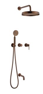 Смеситель встроенный Boheme + верхний + ручной душ + излив, ETERNA BRUSHED BRONZE брашированная бронза