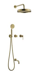 Смеситель встроенный Boheme + верхний + ручной душ + излив, ETERNA MATT GOLD матовое золото