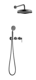 Смеситель встроенный Boheme + верхний+ ручной душ, ETERNA GUN METAL оружейная сталь