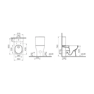Унитаз-компакт VitrA M50 9889B003-7200 безободковый смыв торнадо VortexFlush (ВортексФлаш)