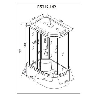 Душевая кабина Avacan C5012LLED 120x80 см хром