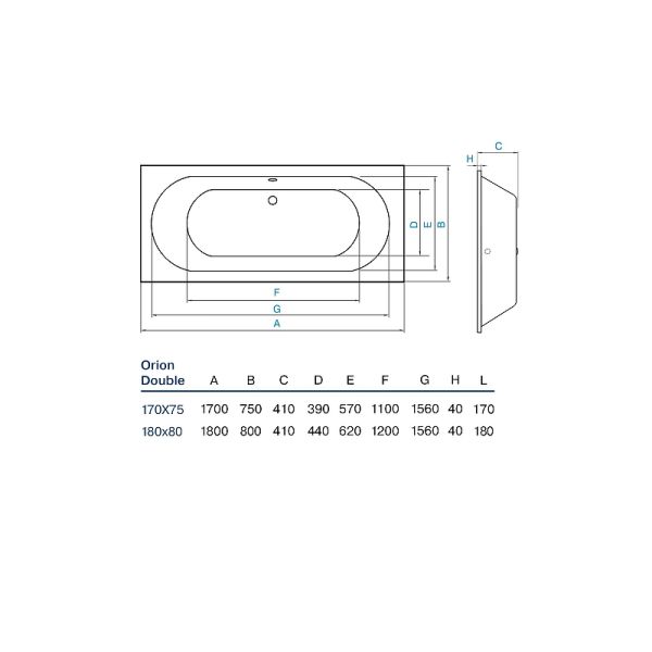 Акриловая ванна Koller Pool Orion Double ORIOND180X80 180х80