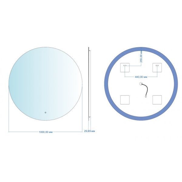 Зеркало с подсветкой Aquanet Смарт 336640 100 см с тёплой подсветкой