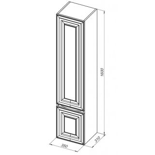 Пенал Aquanet Агата 345485 35 см белый сатин