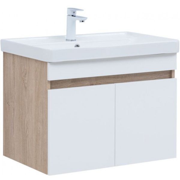 Тумба под раковину Aquanet Оптима 344801 80 см дуб светлый/белый сатин