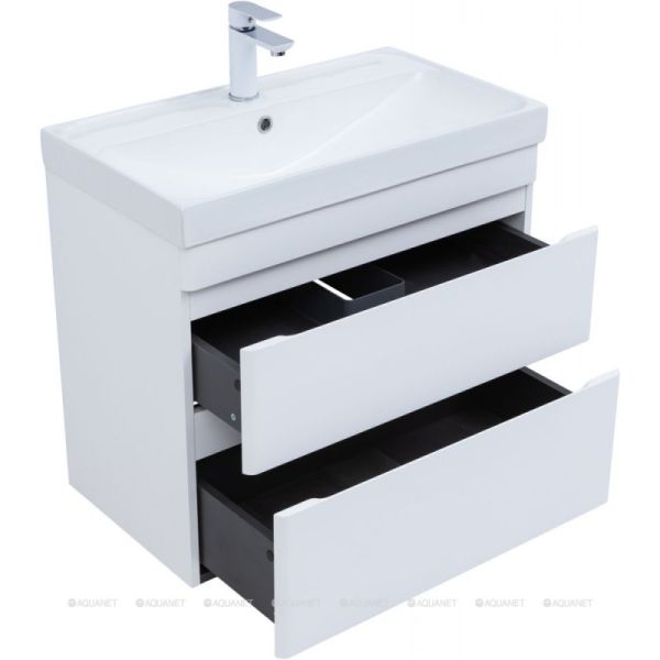 Тумба под раковину Aquanet Слим 346049 80 см белый сатин