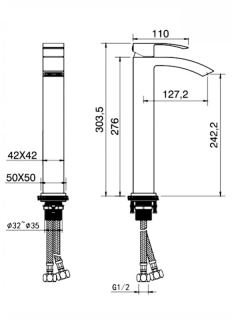 Смеситель для раковины Hansberge Cubito H2077BL чёрный матовый