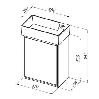 Тумба под раковину Aquanet Милан 339962 45 см белый  глянец
