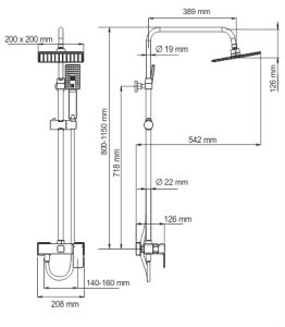 Wasserkraft A17702 Душевой комплект со смесителем для душа