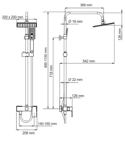 Wasserkraft A17702 Душевой комплект со смесителем для душа