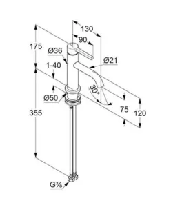 Смеситель для раковины Kludi Nova Fonte Pura 20028N215 сталь оружейная брашированная
