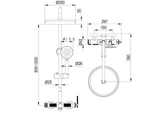 Душевая стойка Boheme для душа ETERNA COPPER BRUSHED брашированная медь