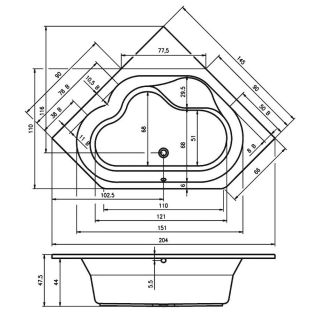 Акриловая ванна Riho Winnipeg B010001005 145х145см белый Акриловая ванна Riho Winnipeg B010001005 145х145см белый