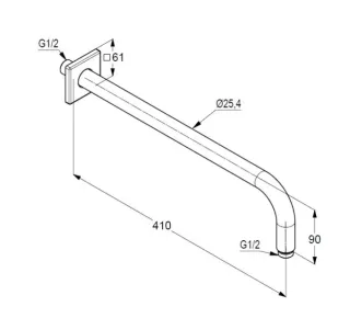Кронштейн для верхнего душа Kludi A-QA 66534N5-00 41 см брашированный никель