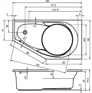 Акриловая ванна Riho Yukon B009001005 L 160х90см белый Акриловая ванна Riho Yukon B009001005 L 160х90см белый