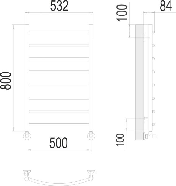 Полотенцесушитель водяной Terminus Классик П8 500x800