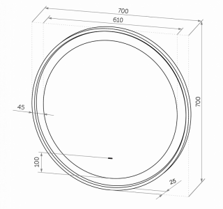 Зеркало с подсветкой Continent Planet Black ЗЛП1188 с бесконтактным сенсором 70см чёрный Зеркало с подсветкой Continent Planet Black ЗЛП1188 с бесконтактным сенсором 70см чёрный