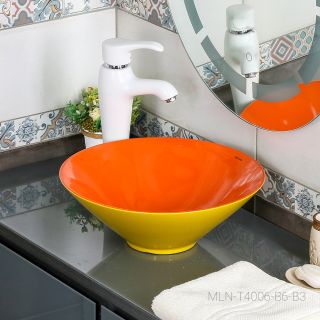 Накладная раковина Melana T4006-B6+B3-806 40см жёлтый/красный Накладная раковина Melana T4006-B6+B3-806 40см жёлтый/красный