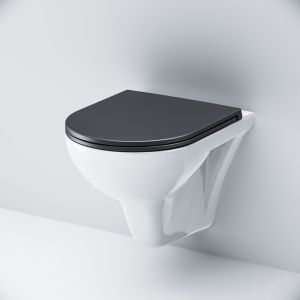 Унитаз подвесной Am.Pm Gem FlashClean с сиденьем микролифт белый/чёрный C901700SCmb