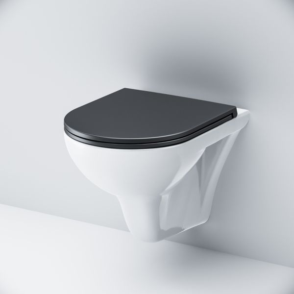 Унитаз подвесной Am.Pm Gem FlashClean с сиденьем микролифт белый/чёрный C901700SCmb
