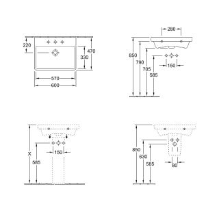 Раковина Villeroy  Boch Avento 41586001 60 см Раковина Villeroy  Boch Avento 41586001 60 см