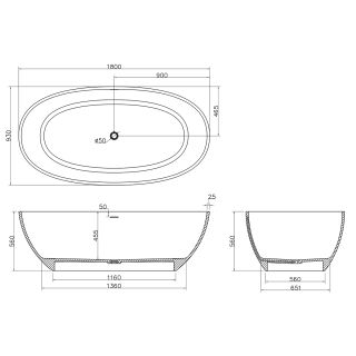 Ванна из искусственного камня Azario CHARTERS CHA18093S свободностоящая 1800х930х560 Ванна из искусственного камня Azario CHARTERS CHA18093S свободностоящая 1800х930х560
