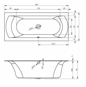 Акриловая ванна Riho Linares B140001005 R 160х70см  с тонким бортом белый