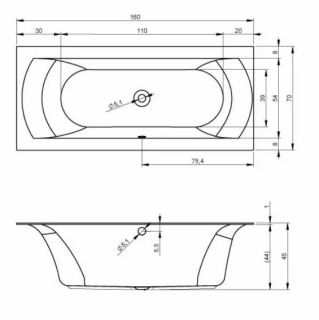 Акриловая ванна Riho Linares B140001005 R 160х70см  с тонким бортом белый Акриловая ванна Riho Linares B140001005 R 160х70см  с тонким бортом белый