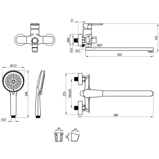 Смеситель для ванны и душа Decoroom DR29 DR29043 хром