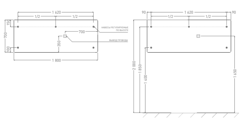 Зеркало с подсветкой Salini Ombra 27M021870BH 180см